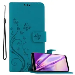 Cadorabo Hülle für Samsung Galaxy S8 Schutz Hülle in Blau Schutzhülle Handy Hülle Etui Case Blumen Flower