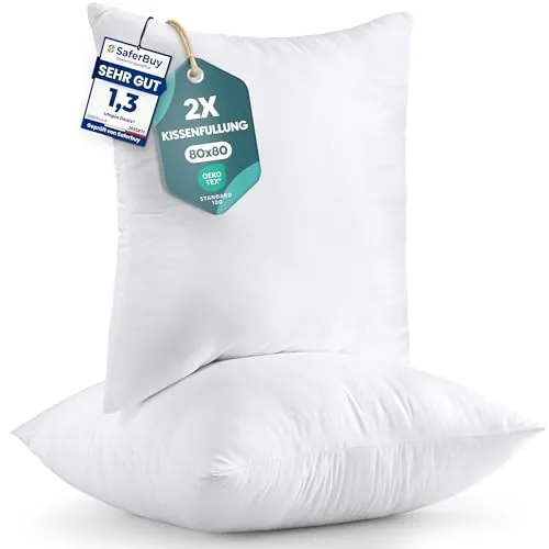 Utopia Bedding 2er Set Kissenfüllung 80 x 80 cm, Innenkissen Füllkissen Kopfkissen Sofakissen (Weiß)