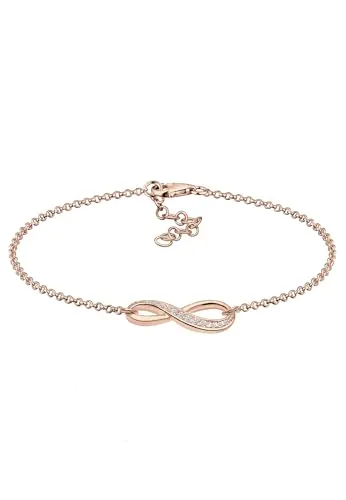 Elli Armband Infinity mit Zirkonia 925 Silber - Elegantes Armband mit Infinity-Anhänger, verziert mit funkelnden Zirkonia-Steinen. Ideal als Geschenk oder für den eigenen Stil. Verstellbar mit Verlängerungskette für perfekten Sitz.