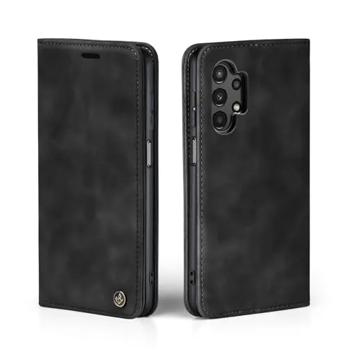 LBH Handyhülle für Samsung Galaxy A23 5G in Schwarz mit Karten- und Geldfach Smartphone Hülle mit Standfunktion Flip Case Schutzhülle Magnetverschluss Vintage