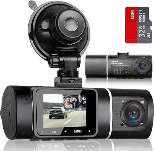 abask J05 Dashcam Auto 1080P - Dashcam mit 310° Weitwinkel, 24-Stunden-Parküberwachung und Infrarot Nachtsicht für klare Aufnahmen bei Tag und Nacht.