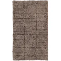 Zone Denmark Tiles Badematte - rutschfester Badteppich aus 100% Baumwolle, 80 x 50 cm, stilvolles dänisches Design mit Fliesen-Muster in Taupe