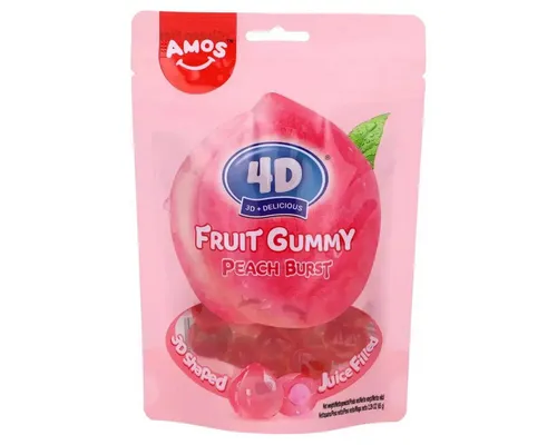 AMOS Süßigkeit, Amos Peelerz 4D Peach Burst Gummy weiches Mini Fruchtgummi 65g