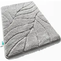 Karat Badematte Maris Badvorleger Badteppich mit Blattstruktur Silber 40 x 60 cm