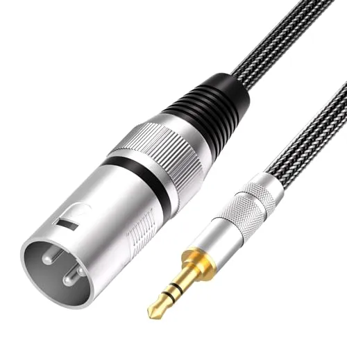 Tisino 3,5 mm auf XLR-Kabel, unsymmetrisch Mini-Klinkenstecker 3,5mm AUX auf XLR-Stecker Adapter-Mikrofonkabel -1m