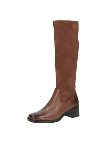 CAPRICE Damen Hohe Stiefel mit Absatz Elegant Bequem, Braun (Cognac Comb), 36.5 EU
