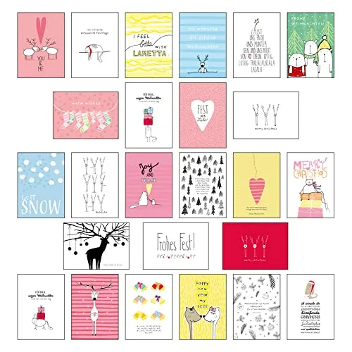 handgemachte Weihnachtskarten Teil 2: Hochwertiges Weihnachts-Postkarten-Set mit wunderschönen, detailverliebten und von Hand designten ... ... weihnachtlichen Sprüchen und Zitaten 25