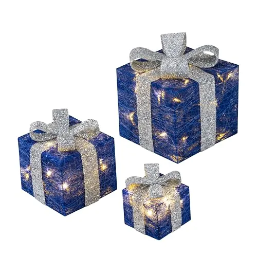 Bambelaa! 3er Led Deko Geschenke Weihnachten Leucht Boxen Timer Weihnachts Dekoration Weihnachtsdeko Beleuchtet Deko