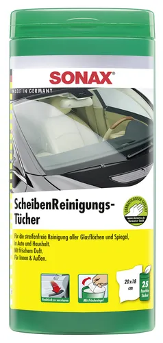 SONAX ScheibenReinigungsTücher Box je 25 Stück Scheiben Reinigung Tücher