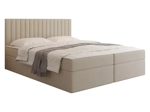 MIRJAN24 Boxspringbett Tirulo 180x200 cm mit Bettkästen - Beige - Bequemes Boxspringbett mit zwei praktischen Bettkästen für zusätzlichen Stauraum. Ideal für Schlafzimmer, mit hochwertiger Bonellfederkernmatratze und antiallergischen Eigenschaften.