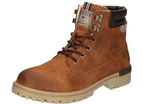 MUSTANG Herren Stiefel Mittelbraun EU 43 - Wanderschuhe mit Kunstleder-Obermaterial und warmem Teddyfleece-Futter, ideal für kalte Tage und komfortable Wanderungen.