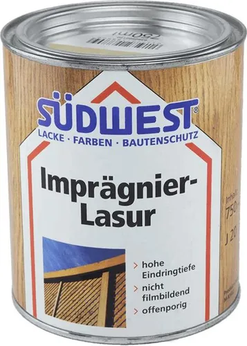 SÜDWEST Imprägnier-Lasur 0,75 Liter Farblos – Hochwertiger Wetterschutz - Die SÜDWEST Imprägnier-Lasur bietet tiefenwirksamen Wetterschutz für nicht maßhaltige Hölzer im Außenbereich. Offenporig und leicht zu verarbeiten, schützt sie das Holz und erhält seine natürliche Optik.