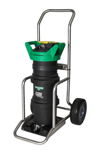 Unger HiFlo nLite HydroPower® Ultra DI-Filter LC - Campingzubehör mit neuester ULTRA-Technologie, inklusive 3 Säcken Harz und Sackkarre für effiziente Glasreinigung.