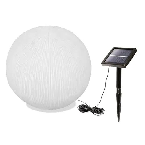 esotec Solar Gartenkugel 26cm Sandsteinoptik - Wetterfeste Kugelleuchte für den Garten mit duo color Funktion für warm- und kaltweißes Licht. Ein einzigartiges Design aus Kunstharz, das tagsüber und nachts beeindruckt.