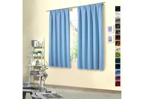heimtexland Verdunkelungsvorhang - Thermo Vorhänge blau 135 cm x 145 cm - Gardinen aus hochwertigem Verdunklungsstoff, bieten optimalen Sonnenschutz und Kälteisolierung, energiesparend und schalldämmend für ein angenehmes Raumklima.