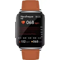 PRO 2 Plus (2023): Elegante Smartwatch mit Lederarmband - Smartwatch mit EKG-Sensoren zur Gesundheitsüberwachung, zeigt Nachrichten und Anrufe an, ideal für Sportler und Gesundheitsbewusste.