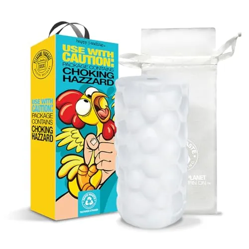Global Novelties Happy Ending Pleasure Package Use With Caution Tight Textured Stroker Clear One Size