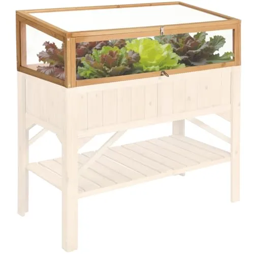 tectake® Frühbeet Aufsatz aus Holz - Frühbeete, witterungsbeständig und optimaler Schutz für Deine Pflanzen mit funktionellen Hohlkammerplatten, ideal für Gartenliebhaber.