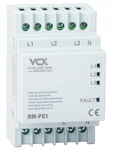 VCX Automatischer Phasenumschalter RM-PS1 3x230V+N 16A - Phasenrelais für unterbrechungsfreie Stromversorgung