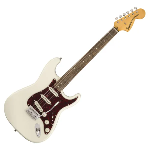 Squier by Fender Classic Vibe 70s Stratocaster - E-Gitarre mit Lorbeergriffbrett, Olympisch Weiß, authentischer Strat-Ton und vintage-inspiriertes Design