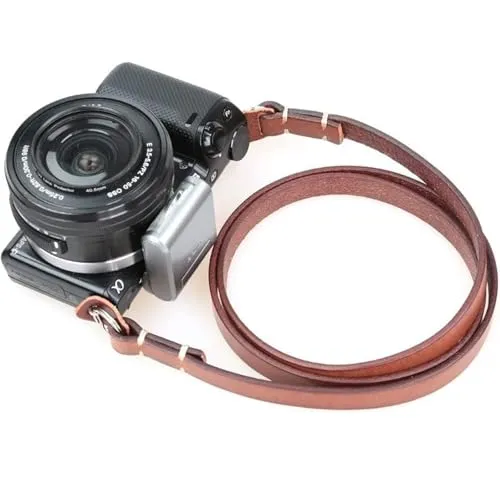 CANPIS Echtes Leder Kamera gurt Schnellverschluss, CP003 Vintage Kamera Schultergurt Hals ragegurt für Nikon Canon Sony Pentax Leica Olympus Fuji Alle DSLR-Kamera (Braun)