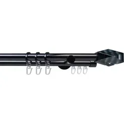 Liedeco Gardinenstange Fertigstilgarnitur 20 mm Piano Montreal, Schwarz, 160 cm - Elegante 2-läufige Gardinenstange aus robustem Eisen, ideal für Wandmontage. Mit einem Durchmesser von 20 mm und einem Fixmaß von 160 cm bietet sie Stabilität und Stil für Ihre Fensterdekoration.