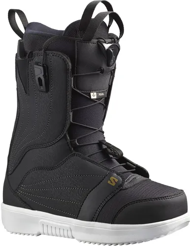 SALOMON PEARL Boot 2026 - Stilvoller Snowboard-Boot in Schwarz/Weiß/Gold - Snowboard-Boots mit D-Light Außensohle für hervorragendes Board-Gefühl und Stoßdämpfung. Der Ultralon-Innenschuh bietet anpassbaren Komfort für jeden Rider.