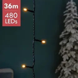 Lumineo LED-Lichterkette BASIC 480 LED 36m - Weihnachtsbeleuchtung mit dimmbaren Funktionen und 8h-Timer für stimmungsvolle Lichtakzente, ideal für Indoor und Outdoor.