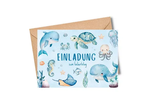 MeinBaby123® Einladungskarten Kindergeburtstag inkl. 10 Umschläge, Kindergeburtstag Jungs und Mädchen, Geburtstagseinladungen Kinder