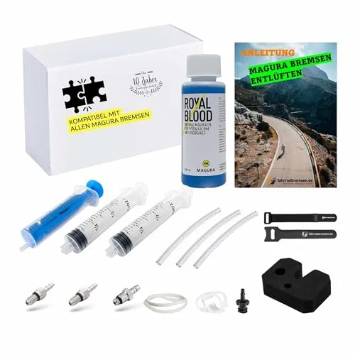 fahrradbremsen.de Entlüftungskit für Magura Bremsen mit Royal Blood Öl - Professionelles Entlüftungsset für alle Magura Bremsen. Inklusive 100ml Original Royal Blood Öl, Spritzen und Universal BleedBlock für einfache Handhabung und optimale Leistung.