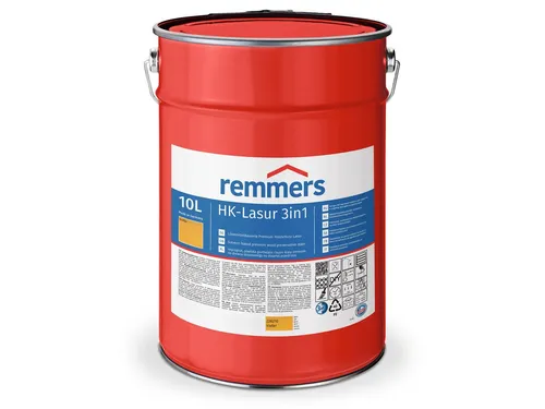 Remmers HK-Lasur 3in1 kiefer, 10 Liter - Beizen – Exzellenter Holzschutz für den Außenbereich mit 3in1-Funktion: Imprägnierung, Grundierung und Lasur in einem Produkt, ideal für Zäune und Gartenhäuser. Schützt vor Feuchtigkeit und UV-Strahlung.