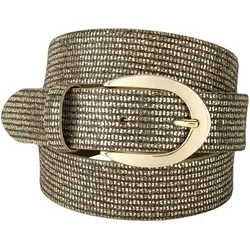 Eleganter Ledergürtel von Bernd Götz, Gr. 75, gold - Hochwertiger Gürtel aus Rindleder mit reflektierenden Glanzpunkten und edler Hufeisen-Dornschließe, ideal für festliche Anlässe und Events. Made in Germany.