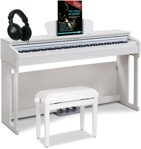 Classic Cantabile DP-220 WM E-Piano Set - 88 gewichtete Tasten mit Hammermechanik - Keyboards mit authentischem Spielgefühl, inklusive Pianobank, Kopfhörer und Klavierschule für den perfekten Einstieg in die Musik.
