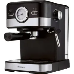 SILVERCREST KITCHEN TOOLS Espressomaschine Siebträger - Küchengeräte mit leistungsstarkem 15-bar-Pumpendruck für perfekte Crema und 2-in-1-Hochdruckdampfdüse für Heißwasser und Dampfen.