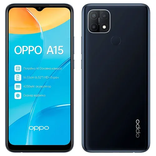 Oppo A15 Smartphone 32GB Schwarz - Kompakt und leistungsstark - Handys ohne Vertrag: Das OPPO A15 überzeugt mit 3 Kameras, 4230 mAh Akku und 2 Jahre Garantie auf Smartphone und Zubehör für sorgenfreies Nutzen.