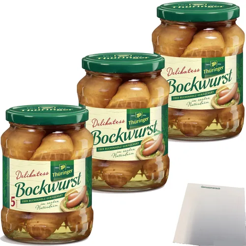 Keunecke EWU Delikatess Bockwurst 5x80g Stück 3er Pack 3x650g Glas usy Block