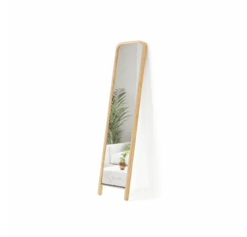 Umbra Standspiegel Bellwood – Großer Ganzkörperspiegel mit Holzrahmen - Eleganter Ganzkörperspiegel mit gewölbtem Holzrahmen aus nachhaltiger Forstwirtschaft. Ideal zum Aufhellen und Vergrößern von Räumen. Inklusive Anti-Kipp-Schutz für zusätzliche Sicherheit.