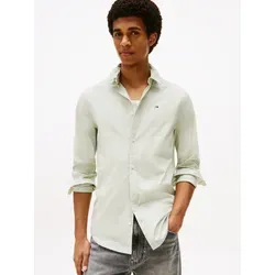 Tommy Jeans Sabim Stretch Hemd Shirt - Premium Slim Fit Langarmhemd für Herren, grün (Misty Sage) mit elastischem Material für optimalen Tragekomfort. Ideal für Business- und Alltagslooks.