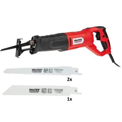 WALTER Säbelsäge 850W - Leistungsstarke Reciprosäge mit LED-Arbeitsleuchte - Sägen: Mit 850 W und 0-2800 Hüben/min ideal für präzise Schnitte in Holz, Kunststoff und Metall. Ergonomischer, drehbarer Griff und integrierte LED-Leuchte für optimale Sicht.