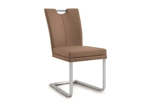 Niehoff Colorado Freischwingstuhl mit Griff, Microfaser Nirvana braun - Eleganter Freischwingstuhl mit robustem Edelstahlgestell und bequemem Microfaserbezug. Ideal für stilvolle Wohnräume, bietet er Komfort und eine ansprechende Optik.