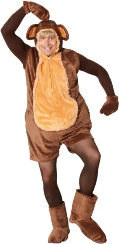 Affenkostüm Unisex – Tierischer Spaß für Fasching - Kostüm für Fasching und Mottopartys, uriger Affen-Look mit süßen Öhrchen und wattiertem Bauch für extra Komfort.