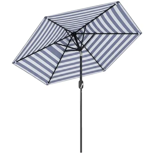 Outsunny Luxus Polyrattan Gartengarnitur - Sonnenschirm für Garten, Veranda oder Terrasse mit verstellbarem Winkel und einfacher Öffnung, ideal für schattige Entspannung an sonnigen Tagen.