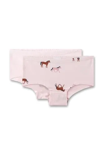 Sanetta Mädchen-Hipster (Doppelpack) rosa Pferde | Hochwertige und nachhaltige Unterhose für Mädchen aus Baumwoll-Mix. Inhalt: 2er Set Unterwäsche für Mädchen