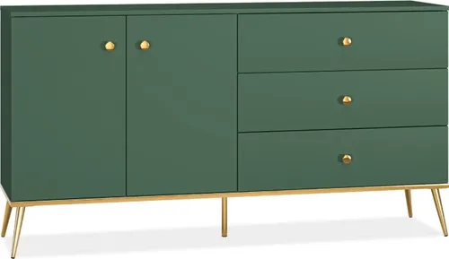 KONSIMO Kombikommode "ARICIA", Grün, Holz, ELEGANT, 160x85x40cm - Elegante Kombikommode "ARICIA" in Grün – vereint stilvolles Design mit praktischen Funktionen. Robuste Bauweise und vollausziehbare Schubladen bieten viel Stauraum für Ihr Zuhause.