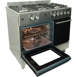 Gasline GAG90GOXFLE Gas Standherd mit Elektrobackofen - Herd mit 5 Kochstellen und 71L Elektrobackofen, ideal für die moderne Küche, inklusive Gasschlauch und Propanregler für vielseitiges Kochen.