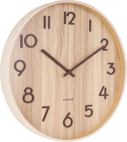 Karlsson Wanduhr Pure Medium – Walnuss - Moderne Wanduhr aus Walnussholz, 40 cm Durchmesser, ein natürlicher Blickfang für jeden Raum. Ideal für stilvolle Wohnaccessoires.