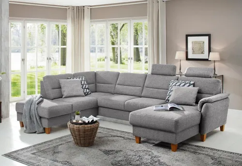 Home affaire Wohnlandschaft Palmera U-Form, B: 308 cm, optional Bettfunktion & Bettkasten, Federkern