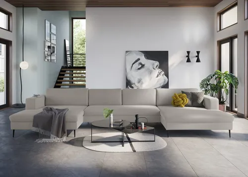 DOMO collection Wohnlandschaft Modica U-Form XXL - Wohnlandschaften in modernem Design mit 2 großzügigen Recamieren, ideal für gemütliche Stunden und frei im Raum stellbar.