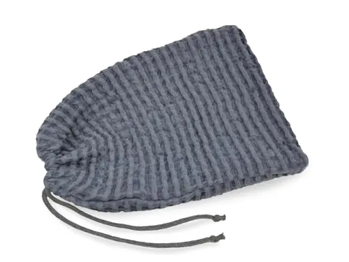 beties - PUR.NATURE - Sauna Kühlbeutel ca.16x25 mit Zugband; PREMIUM-Halbleinen Qualität (europäischer Flachs) – 350 g/m² – Erfrischung in der Sauna – natürlich & wiederverwendbar in fjord-blau