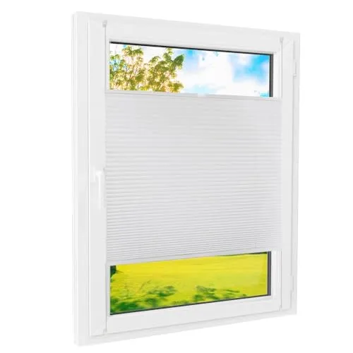 Plissee Klemmfix Weiß Blackout 105x140 cm - Rollos - Effektiver Lichtschutz mit Klemmfix-Installation, ideal für Fenster ohne Bohren, sorgt für optimale Privatsphäre.